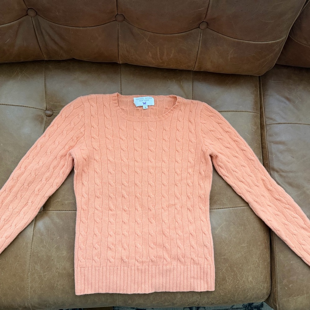 100% Cashmere Cable Knit Peach Sweater